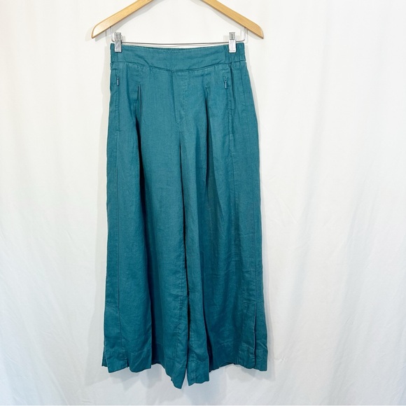 Athleta Playa Linen High Rise Pleated Wide Leg Pants in Borealis Blue - Picture 5 of 13